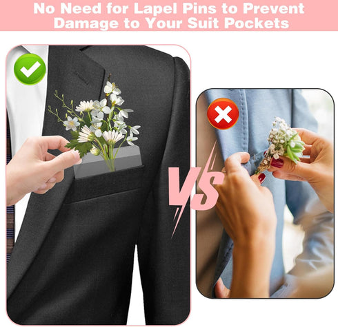 30Pcs Pocket Boutonniere Plastic Sleeve, Transparent Boutonniere Pocket Holder Square Boutonniere, Boutonniere Supplies Clear Plastic Sleeves for ...