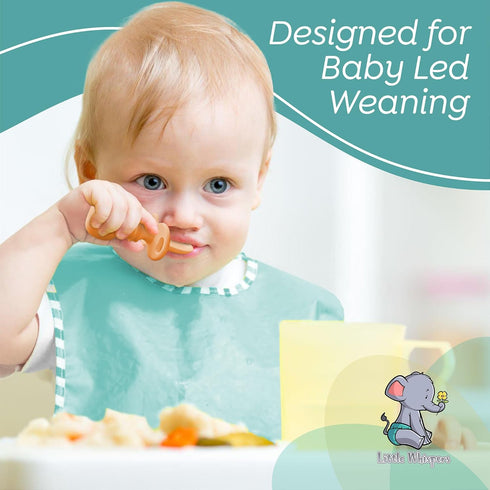 LittleWhispers Baby Silicone Spoons - Self Feeding 6 Months - Infant, Toddler, & Kid Friendly Utensils - First Stage, Baby Led Weaning - 4 Pack Ut...
