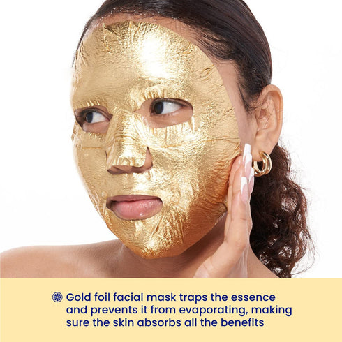 FACETORY Be Bright Be You Illuminating Gold Foil Mask with Vitamin C - Improve Oily, Combo, Dry, and Dull Skin - Moisturizes, Revitalizes, and Eve...