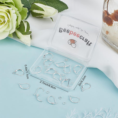 Beebeecraft 1 Box 20Pcs Leverback Earring Findings 925 Sterling Silver Plated French Earring Hooks 15.6x10mm Ear Wire Clip Earring Connector with ...