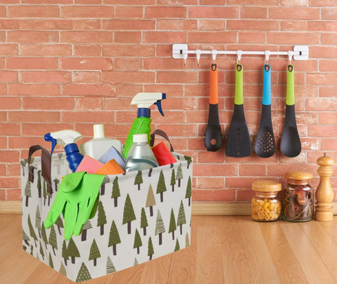 Rectangular Canvas Storage Bins,Waterproof Storage Basket,Collapsible Tree Organizer Bin with Handles for Clothes Storage,Book Bag (Tree)...