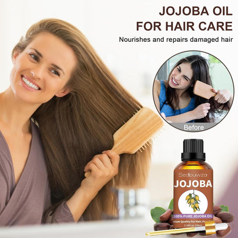 Sedbuwza Jojoba Oil, 100% Pure Organic Jojoba Oil Cold Pressed Unrefined for Skin, Hair, Face and Nails - 3.38 FL OZ...