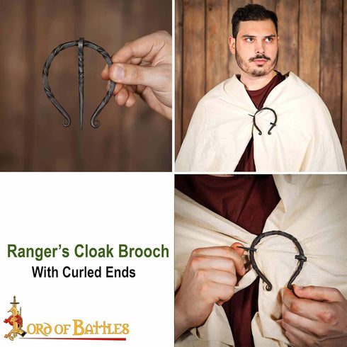 Hand Forged Pennanular Viking Brooch "The Ranger’s" Cloak Pin Medieval Functional Handmade Curled Ends Cloak Pin Cosplay Costume Dress Up Historic...