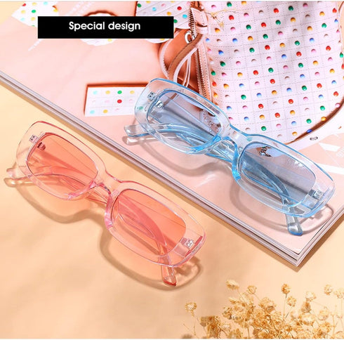 Retro Rectangle Sunglasses for Women Men Small Square Frame Trendy Y2K 90’s Black Sunglasses...