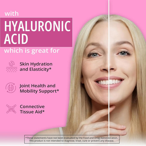 Vegan Collagen Builder w/ Hyaluronic Acid - Collagen Pills for Youthful Glow | Keratin & Elastin Builder for Skin, Hair, Nails, Bones, Cartilage, ...