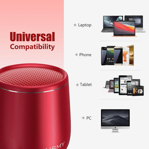INSMY Small Bluetooth Speaker, Waterproof Mini Portable Wireless Speaker, Punchy Bass Rich Audio Stereo Pairing, Handheld Pocket Size, Built in Mi...
