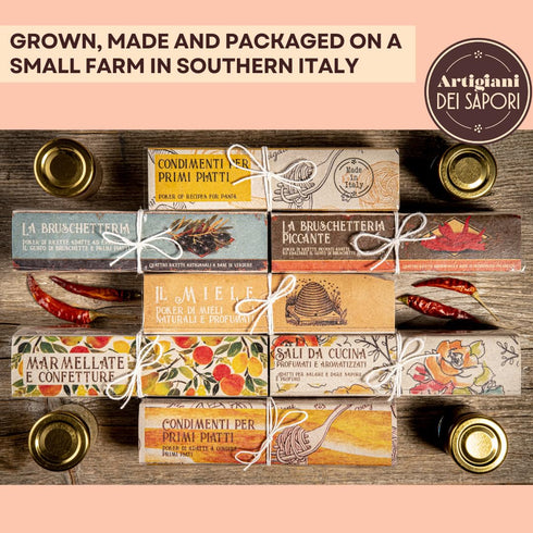 4 Flavor Pack, Infused Sicilian Salts "Sali Aromatizzati", Flavored Salt with Liquorice, Herbs, Lemon, Chili, Artigiani di Sapori, Italian Gifts...