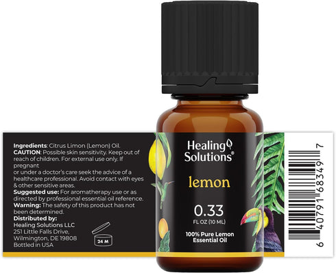 Healing Solutions Lemon Essential Oil - 0.33 Fluid Ounces...