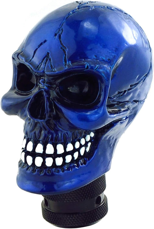 Lunsom Skull Gear Shift Head Resin Shifter Knob Car Transmission Shifting Stick Handle Fit Most Automatic Manual Vehicle (Navy Blue)...