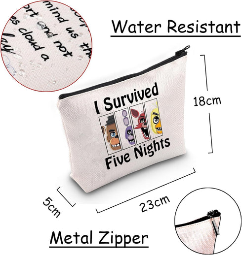 JXGZSO Funny Horror Movie Inspired Cosmetic Bag I Survived Five Nights Makeup Bag Bag Horror Game Lover Gift...