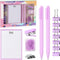 EooUooIP Desk Accessories Binding Set,Practical and Beautiful Lavender PurpleOffice Supplies Set,Stapler Hole Puncher Paper Clips and Ballpoint Pe...