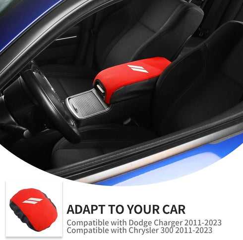 Linskip Center Console Cover Compatible with 2011-2023 Dodge Charger, Leather Armrest Pad Cover for Charger Interior Accessories(Red)......