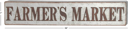 Deco 79 59449 Distressed Iron Farmer's Market Wall Sign, 7" x 36", Brown/Gray...