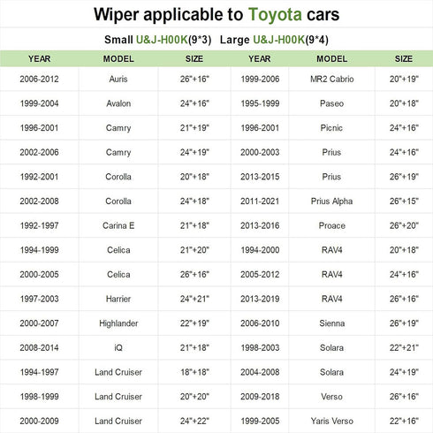 Windshield Wiper for Toyota Auris 2006-2012?Corolla Verso 2001-2009?Prius 2003-2009?RAV4 2012-2019?Verso 2009-2018,26"+16" Replace Front Windshiel...