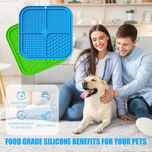 Licking Mat Slow Feeder for Dogs and Cats, Premium Lick Pad with Suction Cups for Dog Anxiety Relief, Slow Feeder Dog Bowls, Bathing, Grooming and...