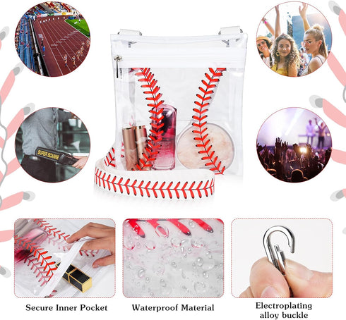 Sanwuta Baseball Clear Stadium Approved Crossbody Purse Bag with Adjustable Shoulder Strap Transparent Purse Handbags for Women Men Concerts Sport...