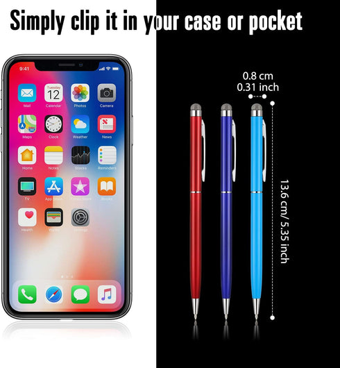 Outus 12 Pieces Stylus Pens for Touch Screens, Retractable Fiber Tip 2 in 1 Capacitive Stylus Ballpoint Pen Compatible with iPad iPhone Tablets Sa...