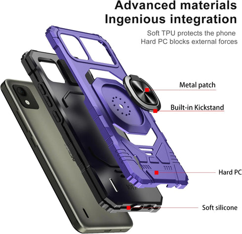 Ailiber for Nokia C110 Case with Stand, Nokia C110 N156DL Phone Case with Screen Protector, for Magnetic Car Mount, Military Grade, Heavy Duty Sho...