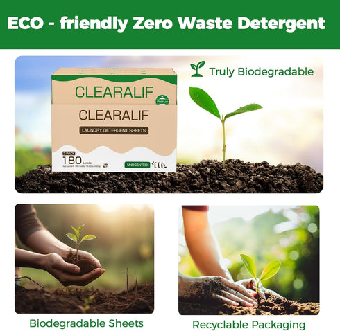 Laundry Detergent Sheets Up to 180 Loads, Fresh Unscented - Great For Travel, Apartments, Dorms, No Plastic, Sustainable, Biodegradable-New Liquid...