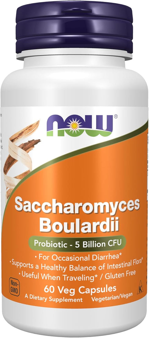 NOW Supplements, Saccharomyces Boulardii, 5 Billion CFU Probiotic, 60 Veg Capsules...
