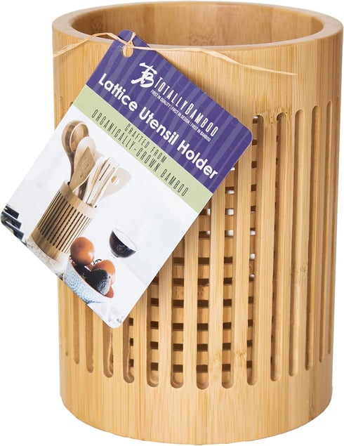 Totally Bamboo Lattice Kitchen Utensil Holder, 5" x 5"x 7"...
