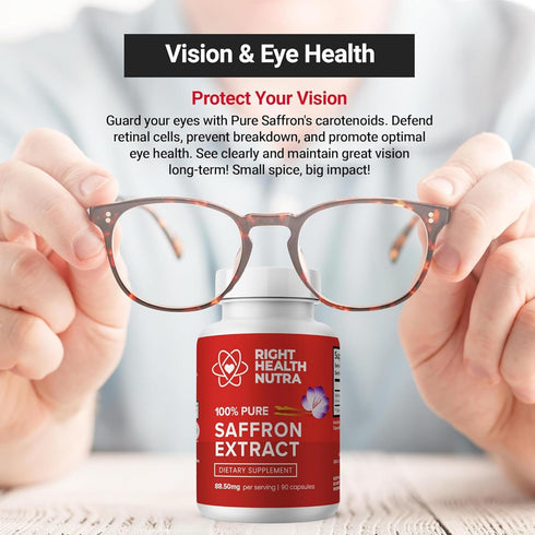 Saffron Extract 88.50mg - 90 Capsules - 100% Pure Saffron Supplements - Saffron Capsules - Saffron Supplements - Improves Mood - Saffron Pills for...