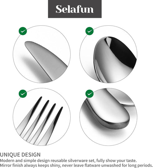 Travel Cutlery Set with Case Portable Silverware Utensils Set,4-pieces Stainless Steel Reusable Flatware Set Cutlery Set for Camping Picnic Hiking...