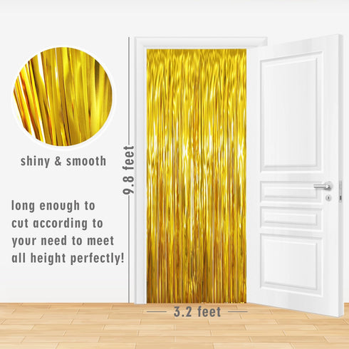 GOER 6.4 ft x 9.8 ft Metallic Tinsel Foil Fringe Curtains,Pack of 2 Party Streamer Backdrop for Birthday,Graduation Decorations and New Year Eve (...