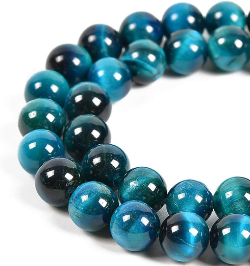 Nancybeads 60pcs 6mm Natural Aquamarine Tiger's Eye Gemstone Round Spacer Loose Stone Beads for Jewelry Making 15.5" 1 Strand (Aquamarine Tiger's ...