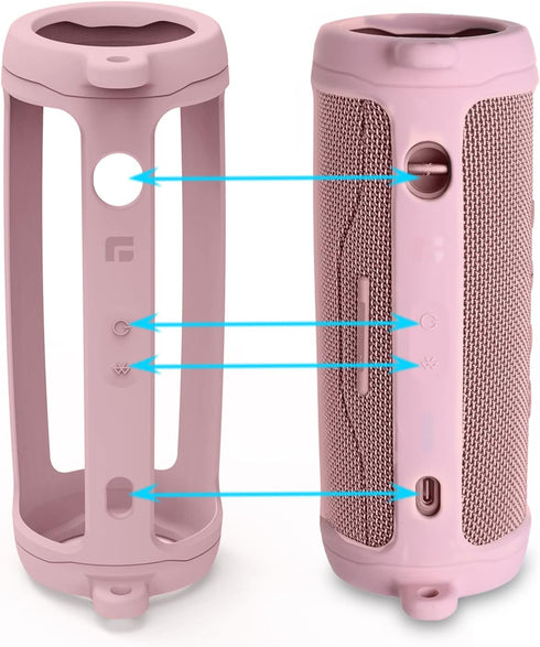 LTGEM Silicone Protective Case for JBL Flip 6 Portable Bluetooth Speaker with Extra Carabiner and Strap- Pink (Case Only)...