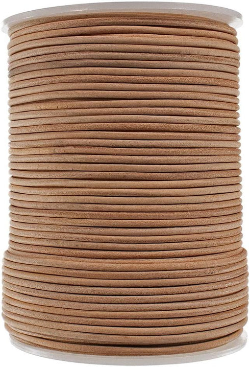 West Coast Paracord Round Leather Cord (Natural, 2mm - 25 Yards)...