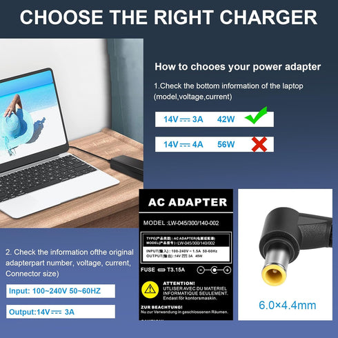 14V 3A Power Adapter Charger for Samsung Monitor S22A300B s22c300h, SyncMaster 15" 17" 18" 19" 20" 22" 23" 24" 27" Screen TV Power Cord...