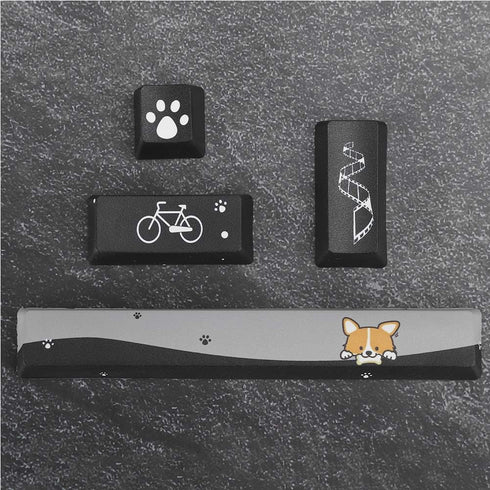 DIY Mini Black Dogs Pattern Keycaps Space+ESC+Enter+Numpad Enter Keycap Set for Mechanical Gaming Keyboard(Black)...
