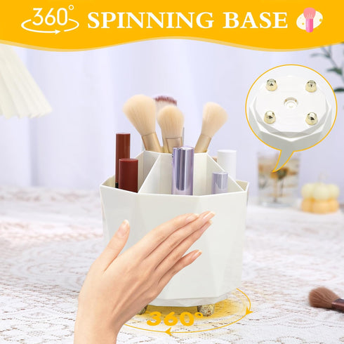 360° Rotating Makeup Brushes Holder Organizer, 5 Slot Makeup Organizer Countertop,Vanity Bathroom Skincare Organizers and Storage for Lipstick, Na...