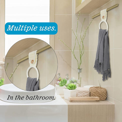 Tatuo 3 Pieces Crochet Towel Holder Hanging Kitchen Dish Towel Holder Ring Oven Handle Kitchen Bathroom Hanger for Stove(Black, White, Gray)...