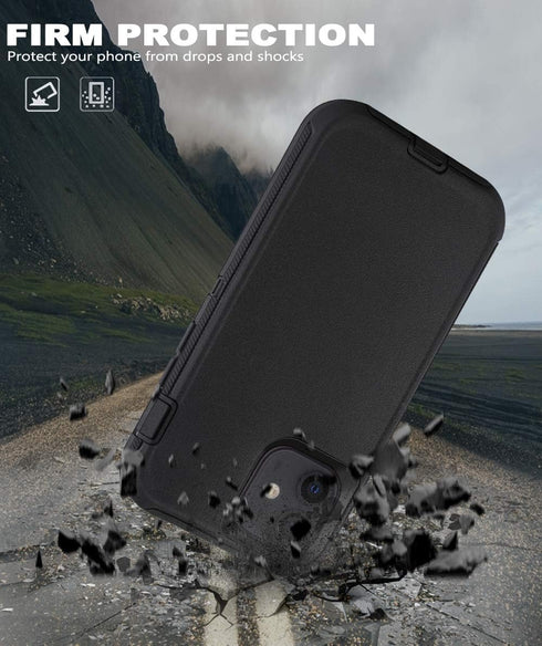 for iPhone 11 Case with Belt Clip Holster Kickstand & 2 Screen Protector, Full Protection Heavy Duty Phone Case, Shockproof Drop-Proof Durable Cov...