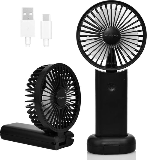 Handheld Fan,4000mAh Portable Fan,USB Rechargeable Personal Fan,3 Wind Speed, Lanyard as Neck Fan, Hand Fan for Travel/Office/Concerts/Lash(Black)...