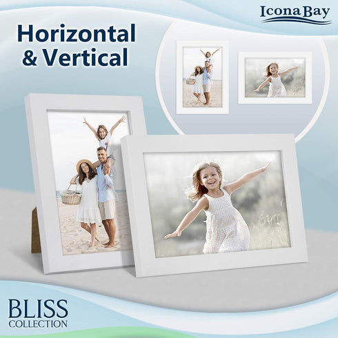 Icona Bay - 4x6 Picture Frames - White, 12 Pack - Modern Style Engineered Wood Frames - Table Top or Wall Mount - Bliss Collection...
