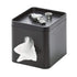 iDesign Facial Tissue Box Cover with Storage Tray, The Cade Collection – 6.1" x 5.15" x 5.4", Matte Black...