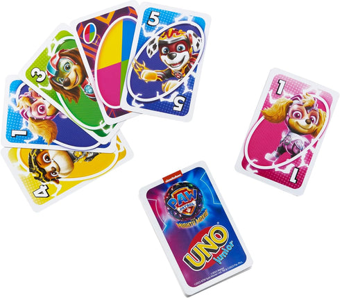 Mattel Games UNO Junior Paw Patrol: The Mighty Movie Kids Card Game for Family Night Featuring 3 Levels of Play...