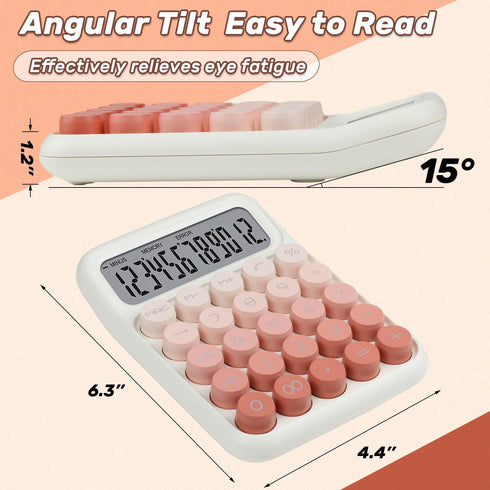 FIOVER Mechanical Switch Calculator, 12 Digits, Large LCD Display, Cute Pink Desktop Calculator with Big Buttons, Aesthetic Calculator for Office,...