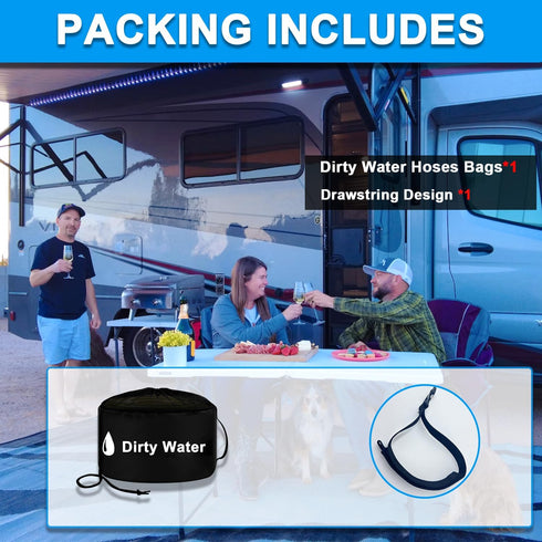 UNXMRFF 1 Pack Black Waterproof RV Hose Storage Bags with Drawstring Mesh Top, RV Utility Bag, Sewer Hose Bag, RV Camper Tools Accessories Bag for...