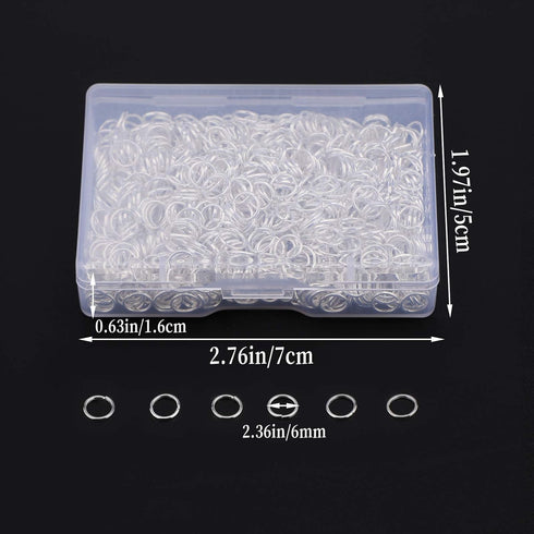 AIEX 1000Pcs 6mm Metal Open Jump Rings, Silver Plated Round Ring Connectors for DIY Jewelry Making Repair Bracelet Necklace...
