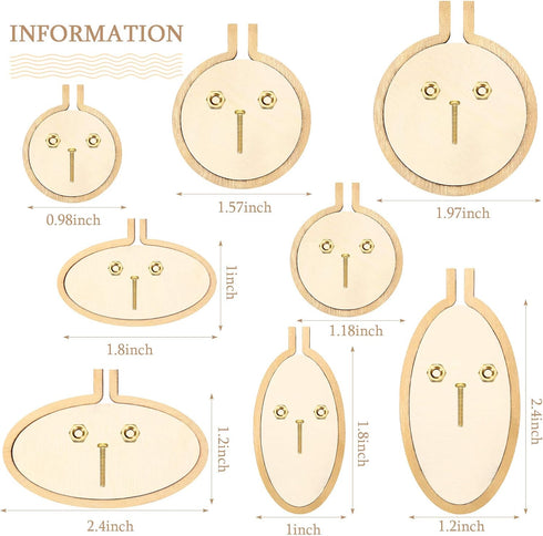 Mini Embroidery Hoop Wooden Mini Stitch Hoop Ring for DIY Pendant Crafts, Round, Oval Vertical, Oval Horizontal(8 Sets)...