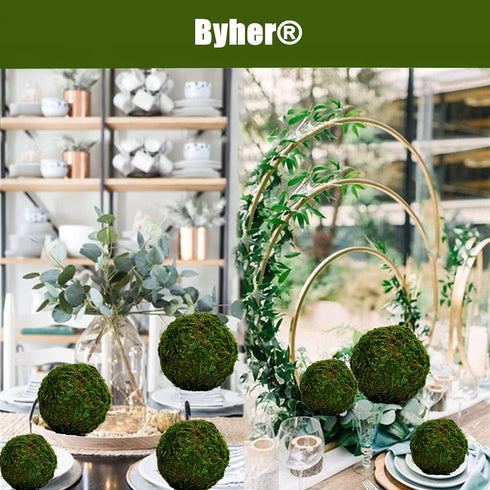 BYHER Natural Green Moss Decorative Ball,Handmade (3.5"-Set of 6)...