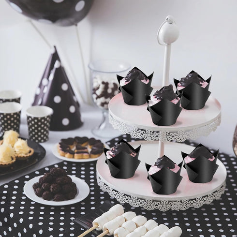 Tulip Cupcake Liners, 120pcs Augshy Baking Cups Cupcake Liners Muffin Tins Treat Cups for Halloween,Weddings, Birthdays, Baby Showers (Black)...