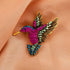 Antique Tone Bird Hummingbird Sparkly Multi Colors Austrian Crystal Pin Brooch Jewelry...
