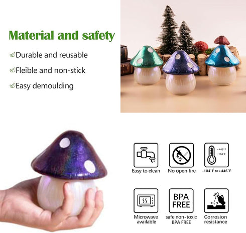 Mushroom Jars Silicone Molds with Lid DIY Epoxy Casting Crafts for Storage Box Candy Jewelry Container Mushroom Mold + 3 Stirring Rod...