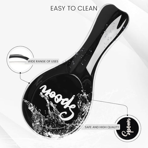 Ceramic Spoon Rest, Black Utensil Rest for Stove Top Large Spoon Holder 9.5 Inch for Kitchen Counter Ladle Spatula...