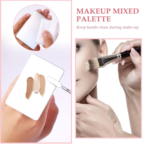 Makeup Mixing Palette Stainless Steel Foundation Palette with Spatula Professional Cosmetic Palette for Mixing Foundation Eye Shadow Nail DIY Art...